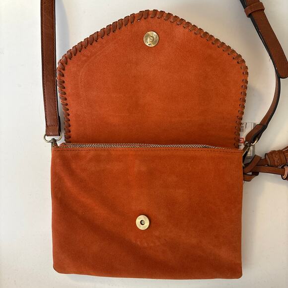 Jen & Co Sloan Vegan Crossbody Faux Suede Envelope Bag Burnt Orange Brown NWT - Picture 7 of 11